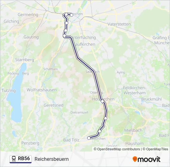Поезд RB56: карта маршрута