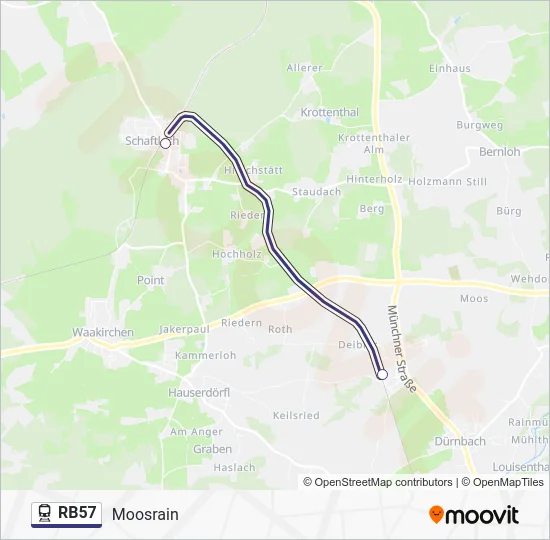 Поезд RB57: карта маршрута
