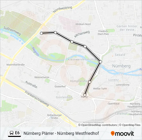 E6 Bus Line Map