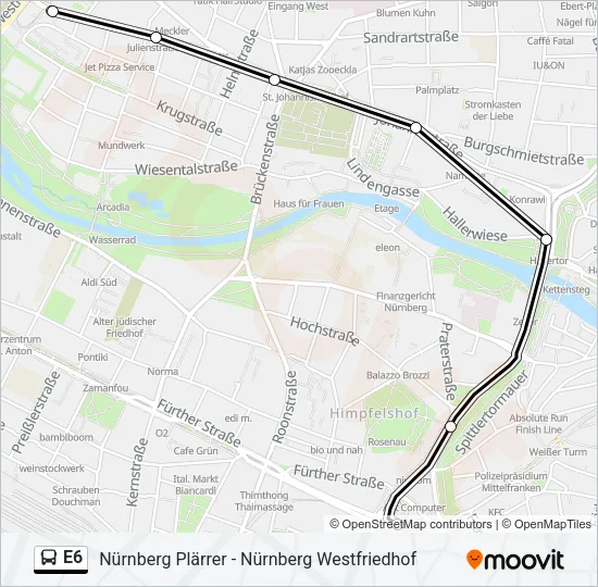 E6 Bus Line Map
