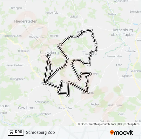 R90 Bus Line Map