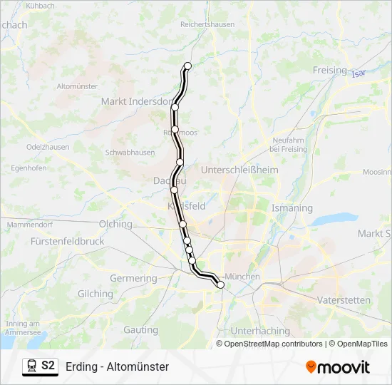 Поезд S2: карта маршрута
