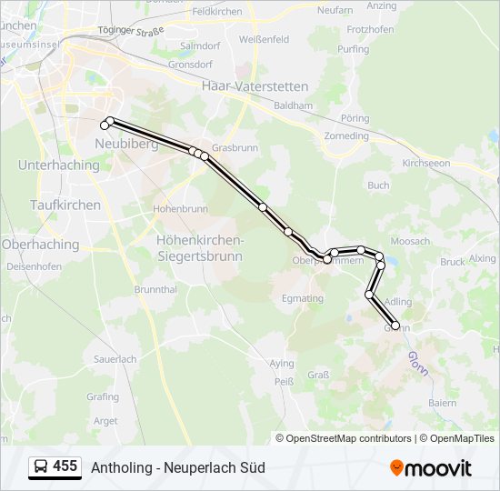 455 bus Line Map