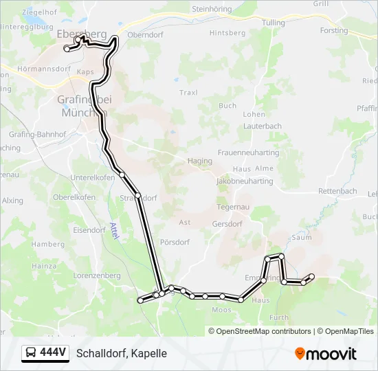 Автобус 444V: карта маршрута
