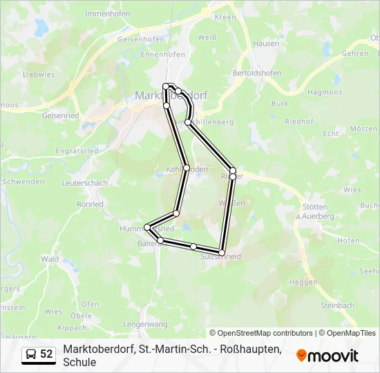 Автобус 52: карта маршрута