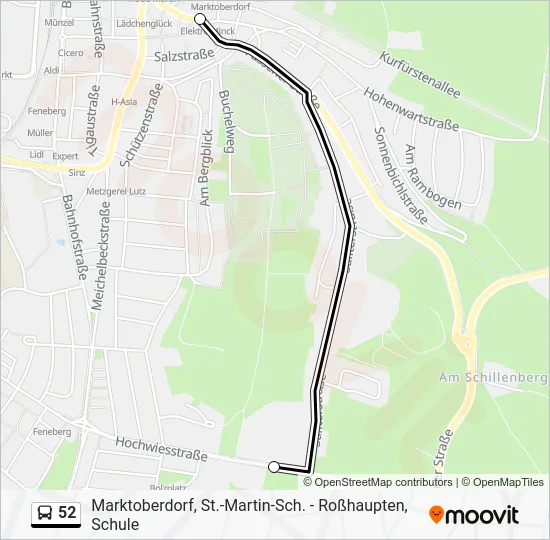 Автобус 52: карта маршрута