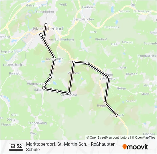 Автобус 52: карта маршрута