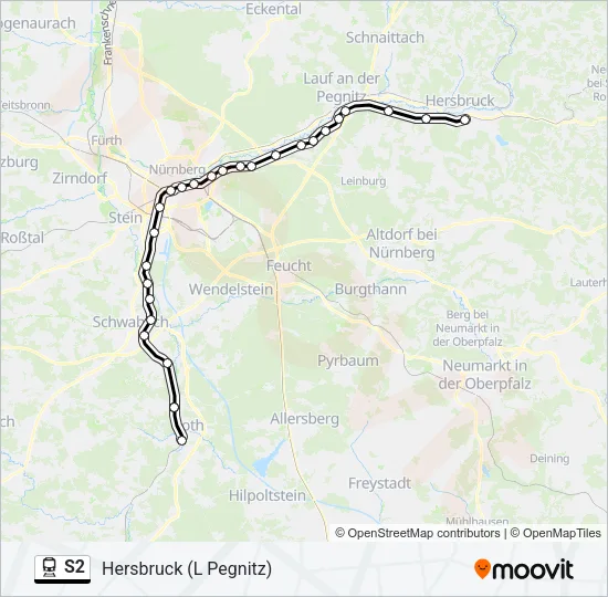 Поезд S2: карта маршрута