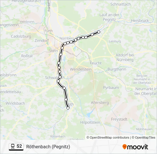 Поезд S2: карта маршрута