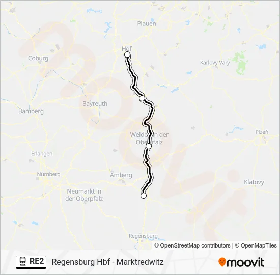 Поезд RE2: карта маршрута