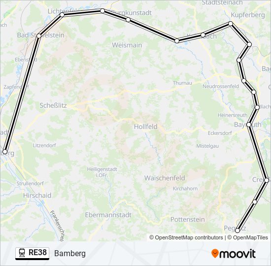 RE38 train Line Map