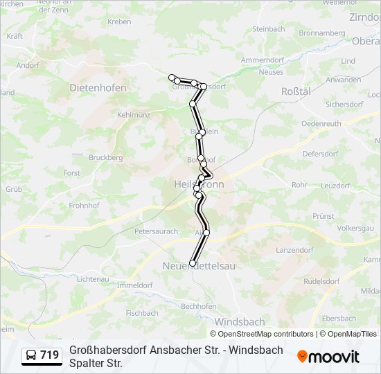 719 Route Fahrpläne, Haltestellen & Karten 719 Neuendettelsau