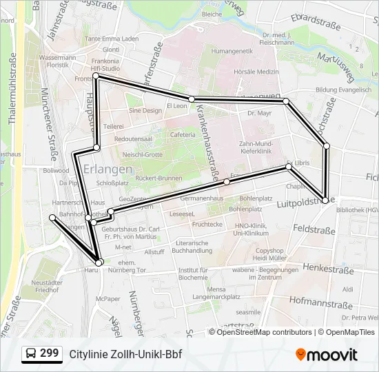 299 Bus Line Map