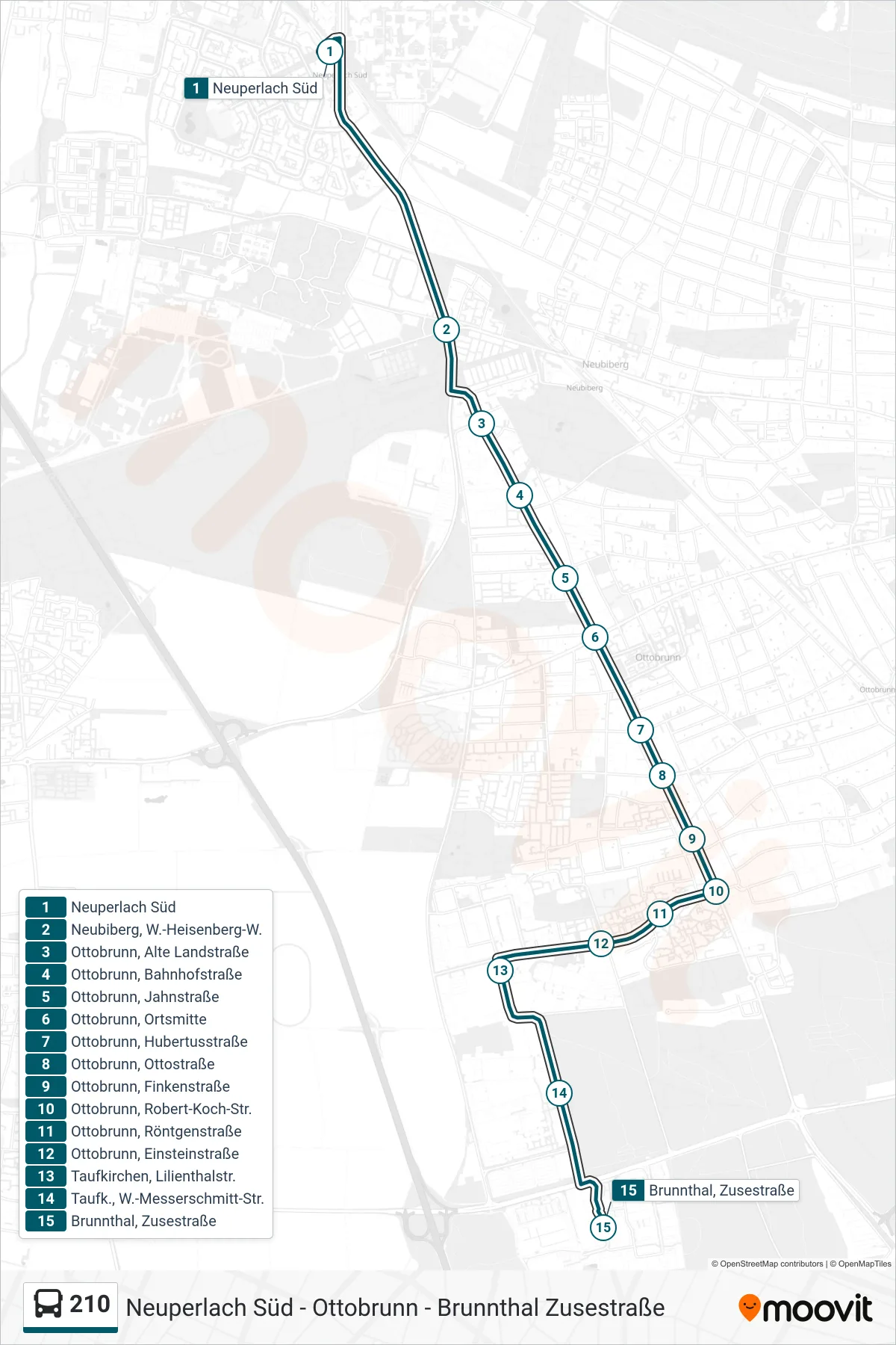 Linie 210 (Bus) Richtung Zusestraße: Route und Haltestellen auf der Karte