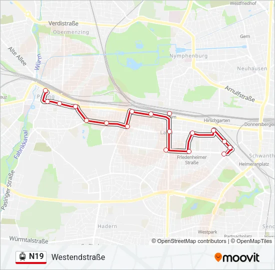N19 Light Rail Line Map