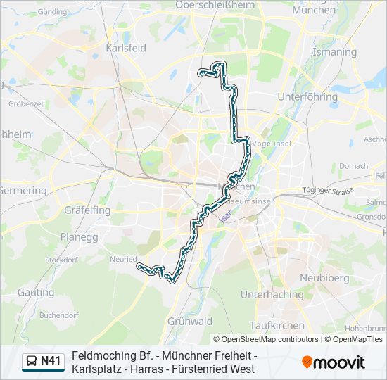 N41 bus Line Map