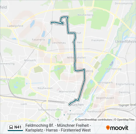Автобус N41: карта маршрута