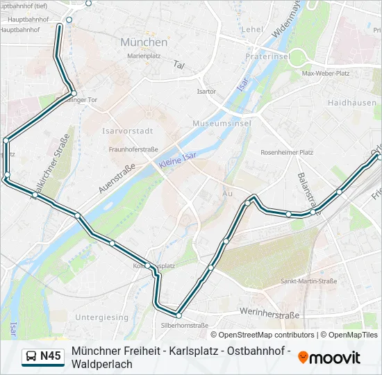 Автобус N45: карта маршрута