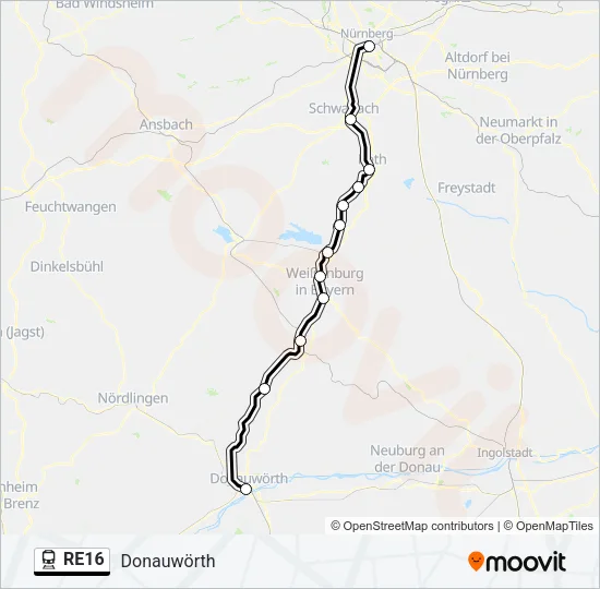 RE16 Train Line Map