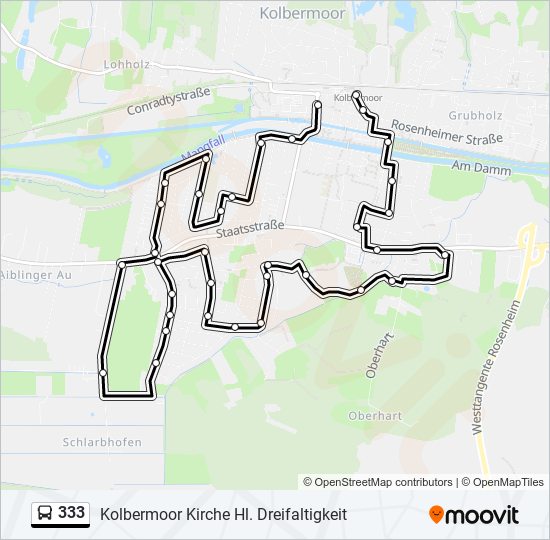 333 Route: Schedules, Stops & Maps - Kolbermoor Kirche Hl ...