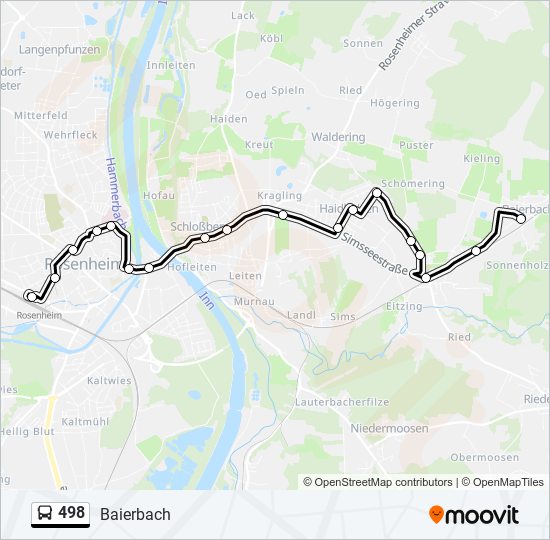 498 bus Line Map