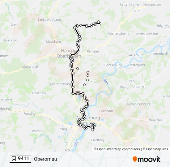 Автобус 9411: карта маршрута
