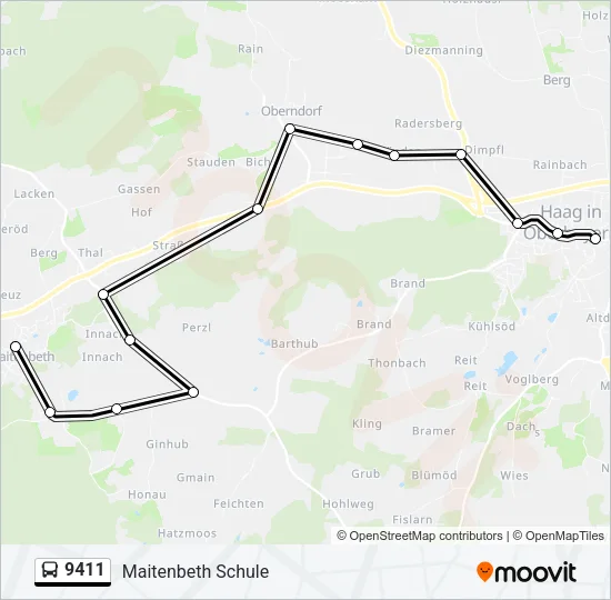 Автобус 9411: карта маршрута