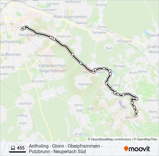 Автобус 455: карта маршрута