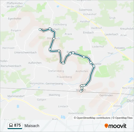 875 Bus Line Map