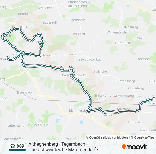 Автобус 889: карта маршрута