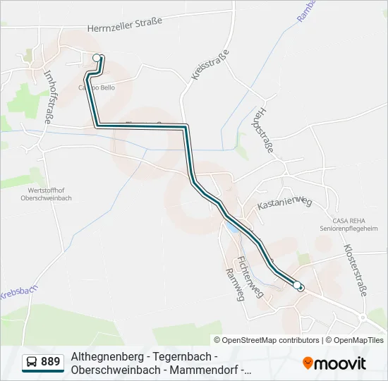 Автобус 889: карта маршрута
