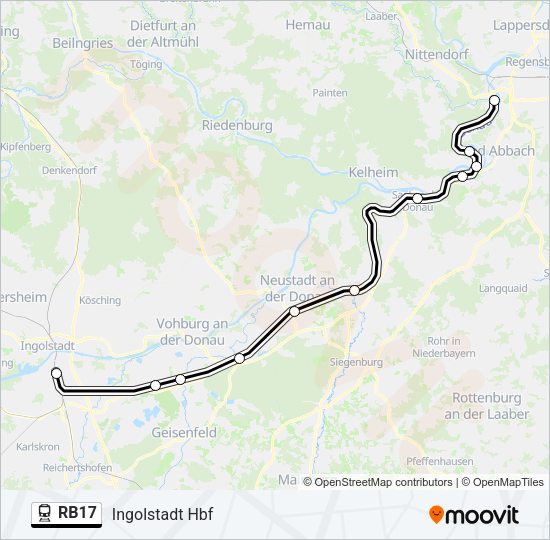 Поезд RB17: карта маршрута