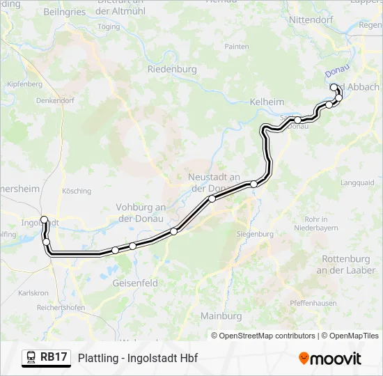 Поезд RB17: карта маршрута