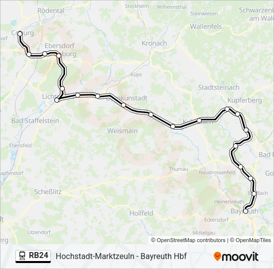 Поезд RB24: карта маршрута