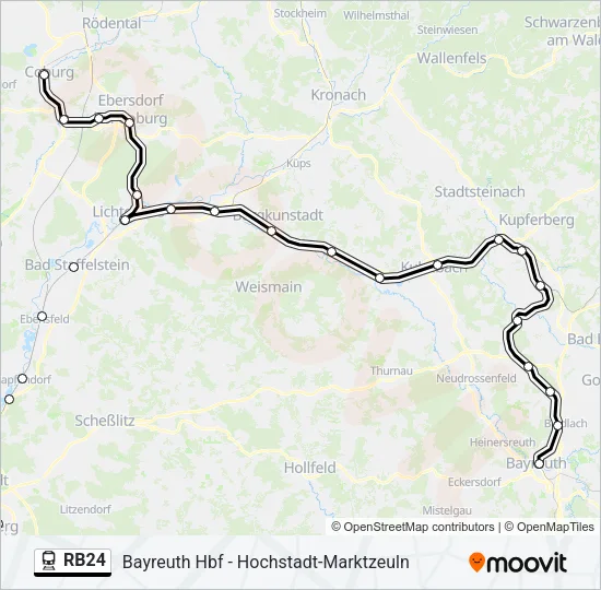 Поезд RB24: карта маршрута