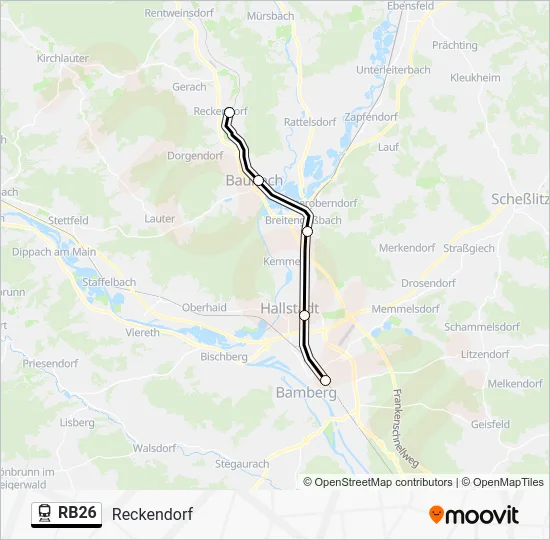 Поезд RB26: карта маршрута