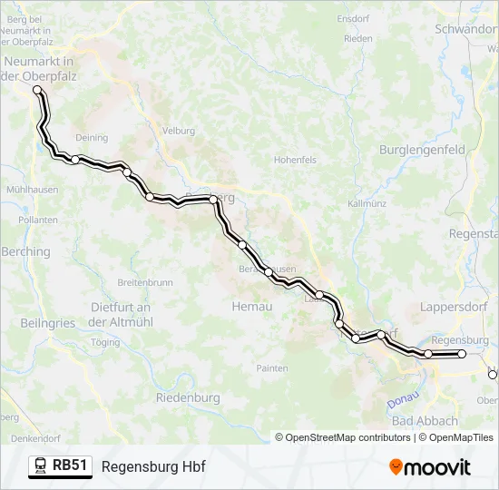 Поезд RB51: карта маршрута