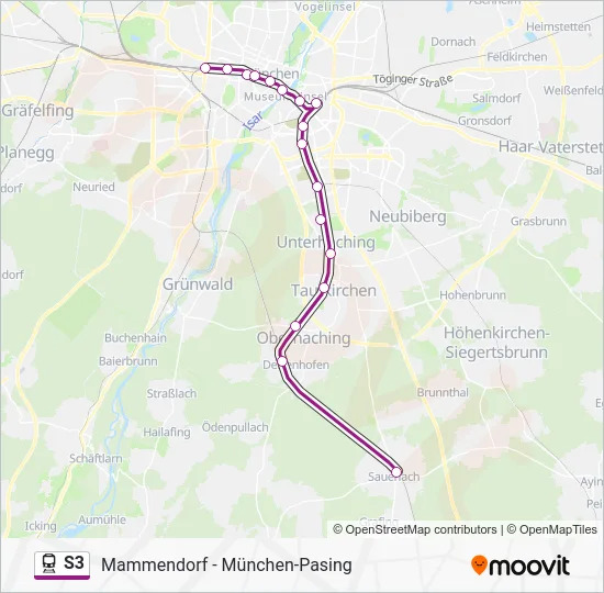 Поезд S3: карта маршрута