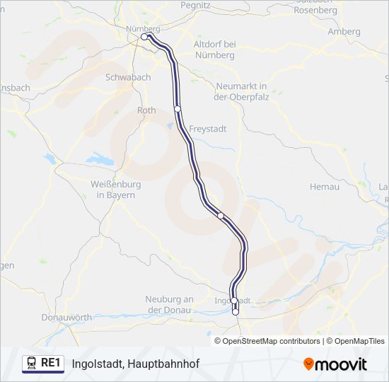 Bahnlinie RE1 Karte