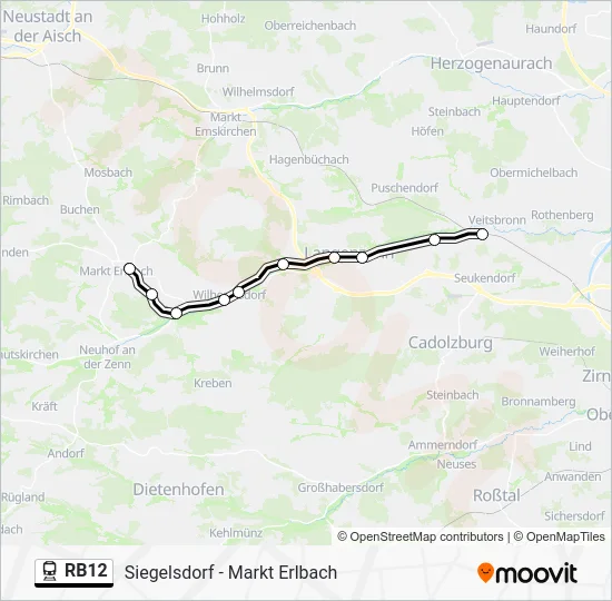 Поезд RB12: карта маршрута
