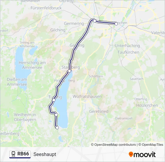 Поезд RB66: карта маршрута