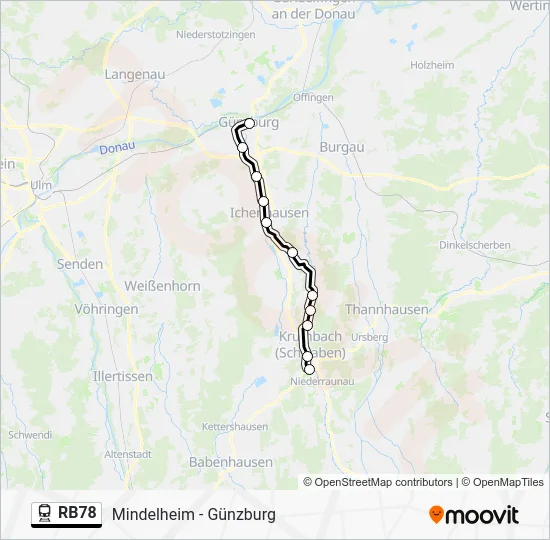 Поезд RB78: карта маршрута