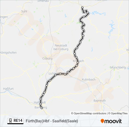 RE14 train Line Map