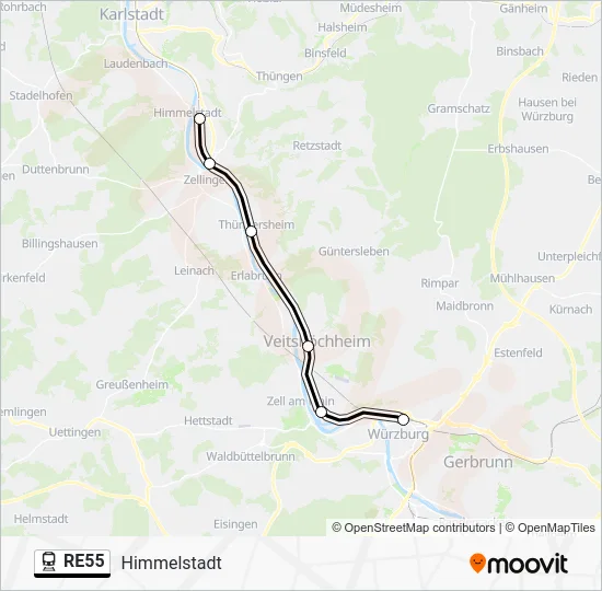  RE55: карта маршрута