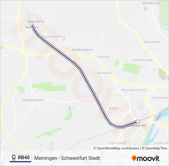 Поезд RB40: карта маршрута