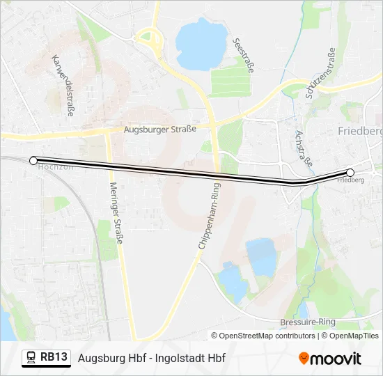 Поезд RB13: карта маршрута