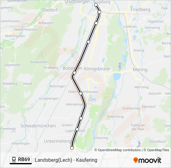 Поезд RB69: карта маршрута