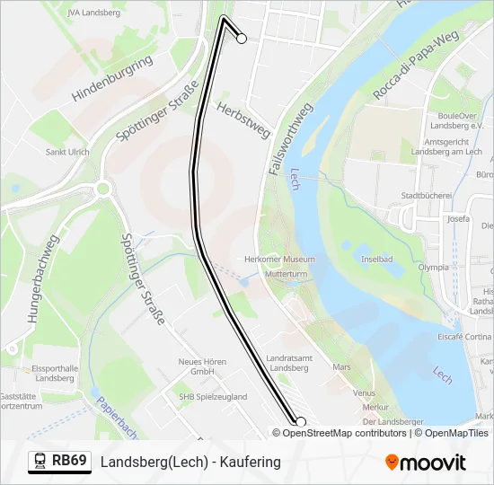 Поезд RB69: карта маршрута