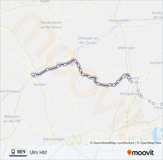 RE9 train Line Map