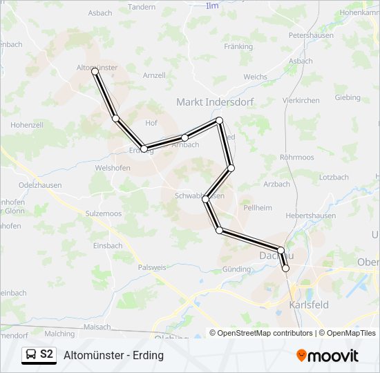 Автобус S2: карта маршрута